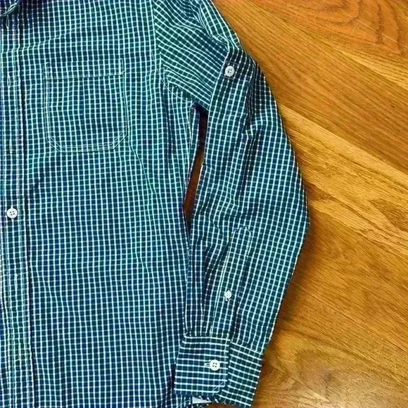 American Eagle Men's Size Small Long Sleeve, Button Down Blue Plaid Oxford Shirt - Picture 5 of 6